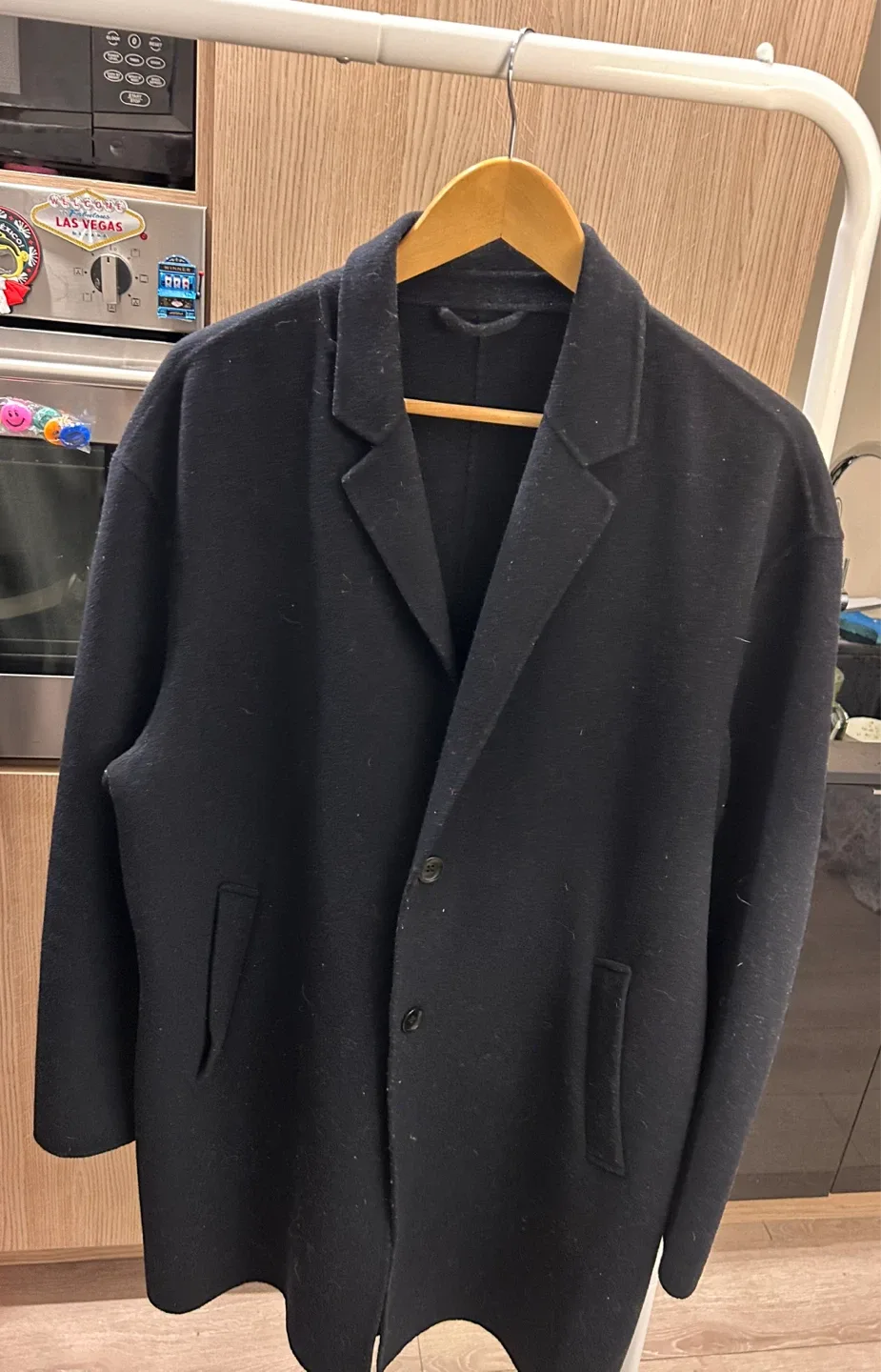 Zara Man Black Wool Blend Overcoat - Size XL thumbnail