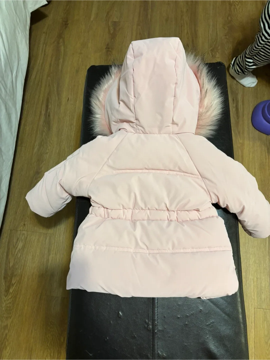 Pink Winter Puffer Coat with Fur Hood image indicator(2)