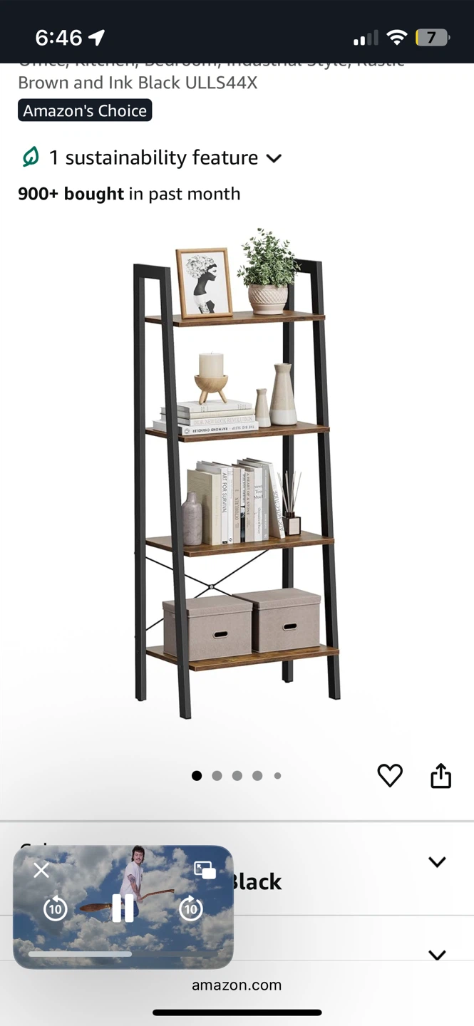 Vasagle 4-Tier Ladder Shelf Brown and Black LLS44XV2 New