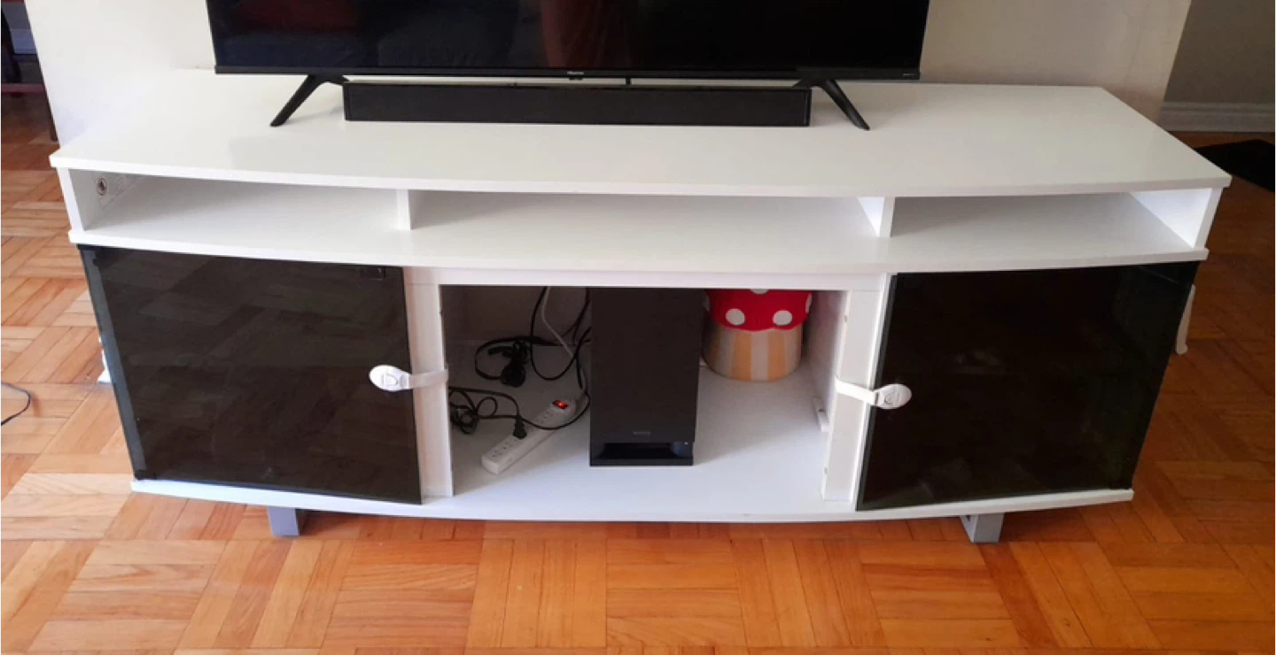 White TV Stand with Black glass Doors - photo 2