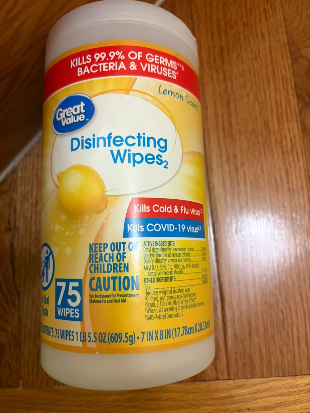 🧡 Great Value Lemon Scent Disinfecting Wipes - 75 Count