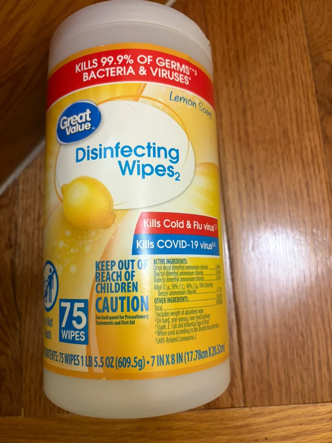 🧡 Great Value Lemon Scent Disinfecting Wipes - 75 Count thumbnail