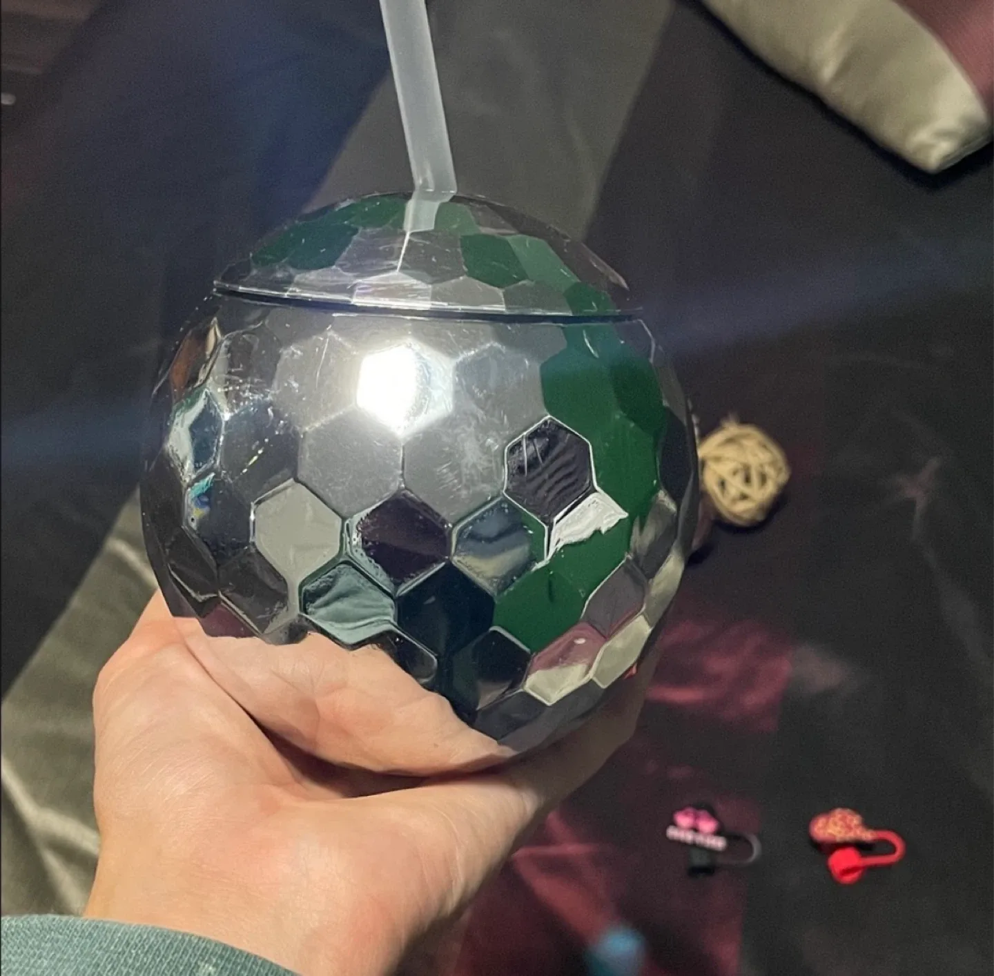 Disco Ball Tumbler with Straw🧡 image indicator(2)
