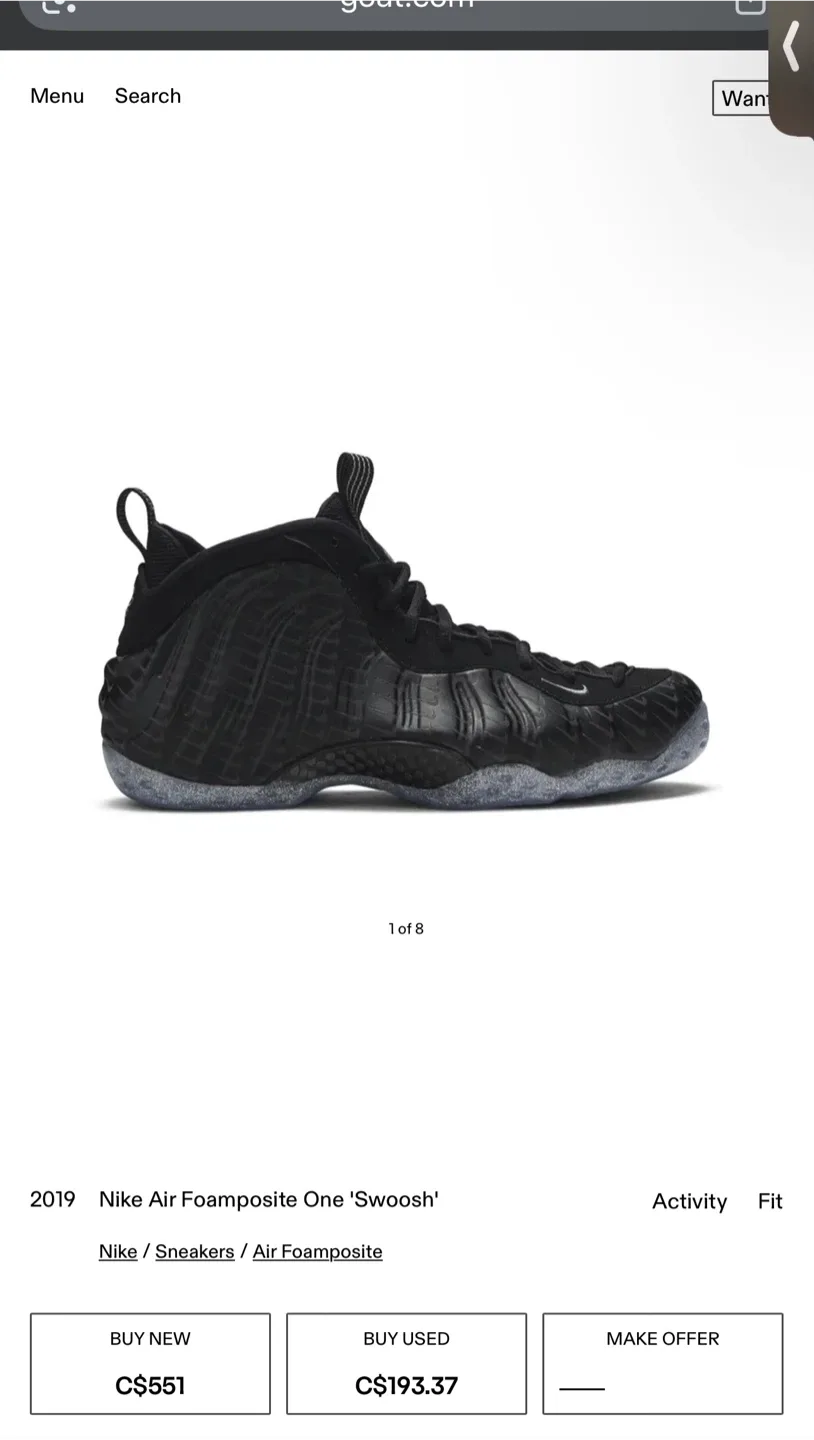 2019 Nike Air Foamposite One ‘Swoosh’ (9.5us mens) image indicator(9)