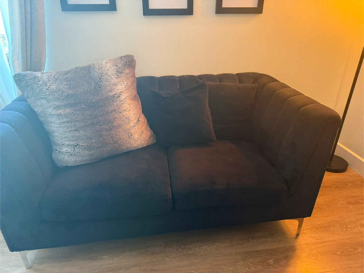 Black Velvet Sofa - photo 2