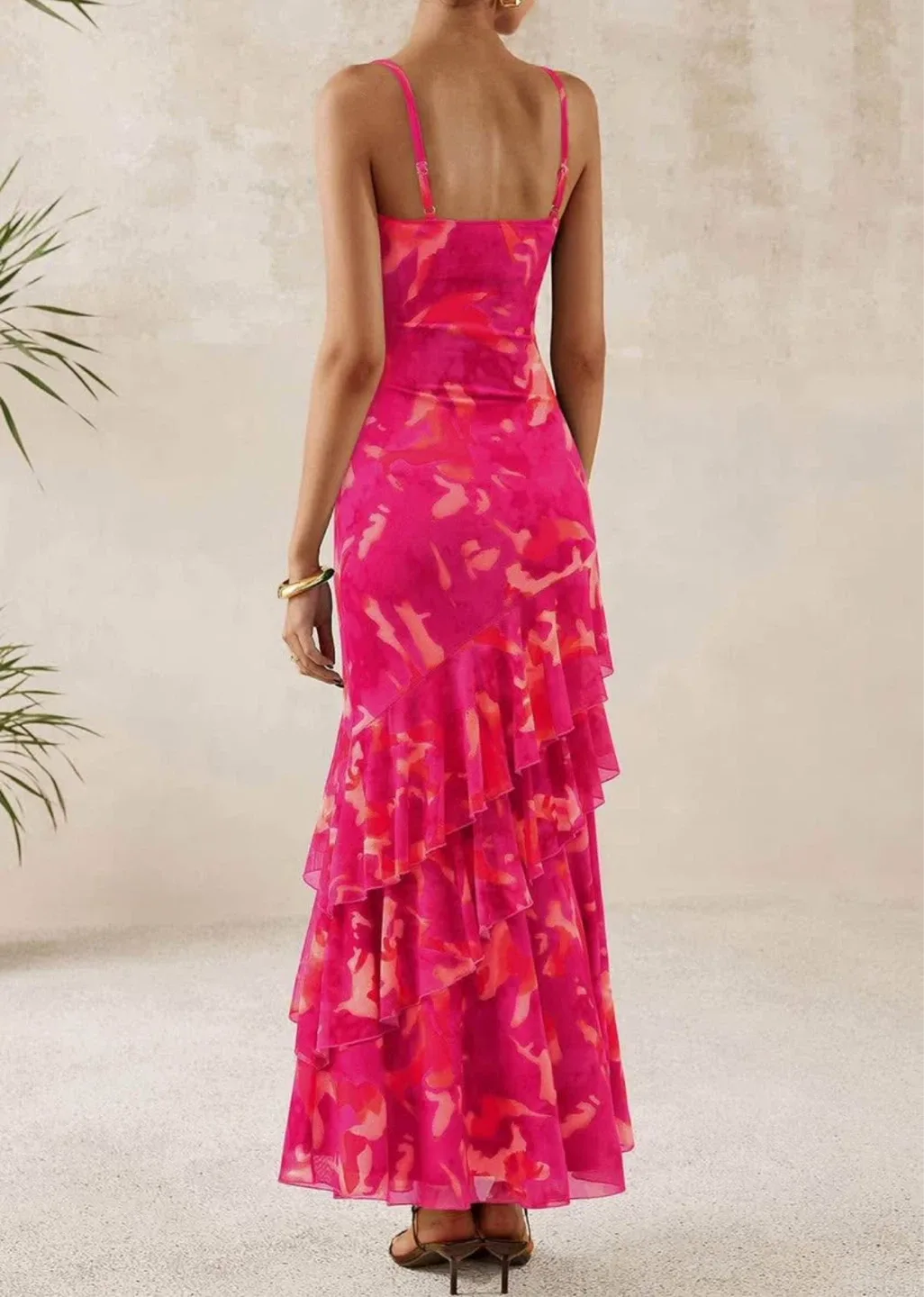 Brand New Tiered Floral Spaghetti Strap long dress : XL & S image indicator(5)