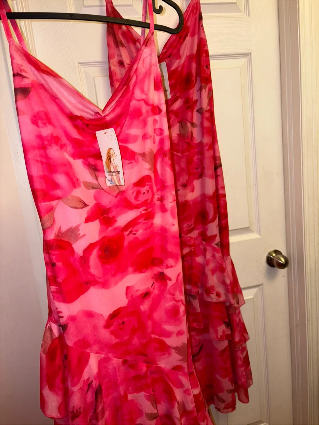 Brand New Tiered Floral Spaghetti Strap long dress : XL & S image indicator(10)