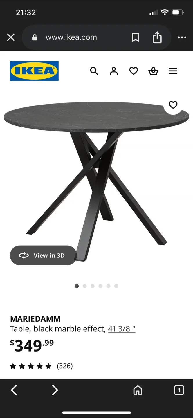 IKEA MARIEDAMM Table, Black Marble, 41 3/8" image indicator(5)
