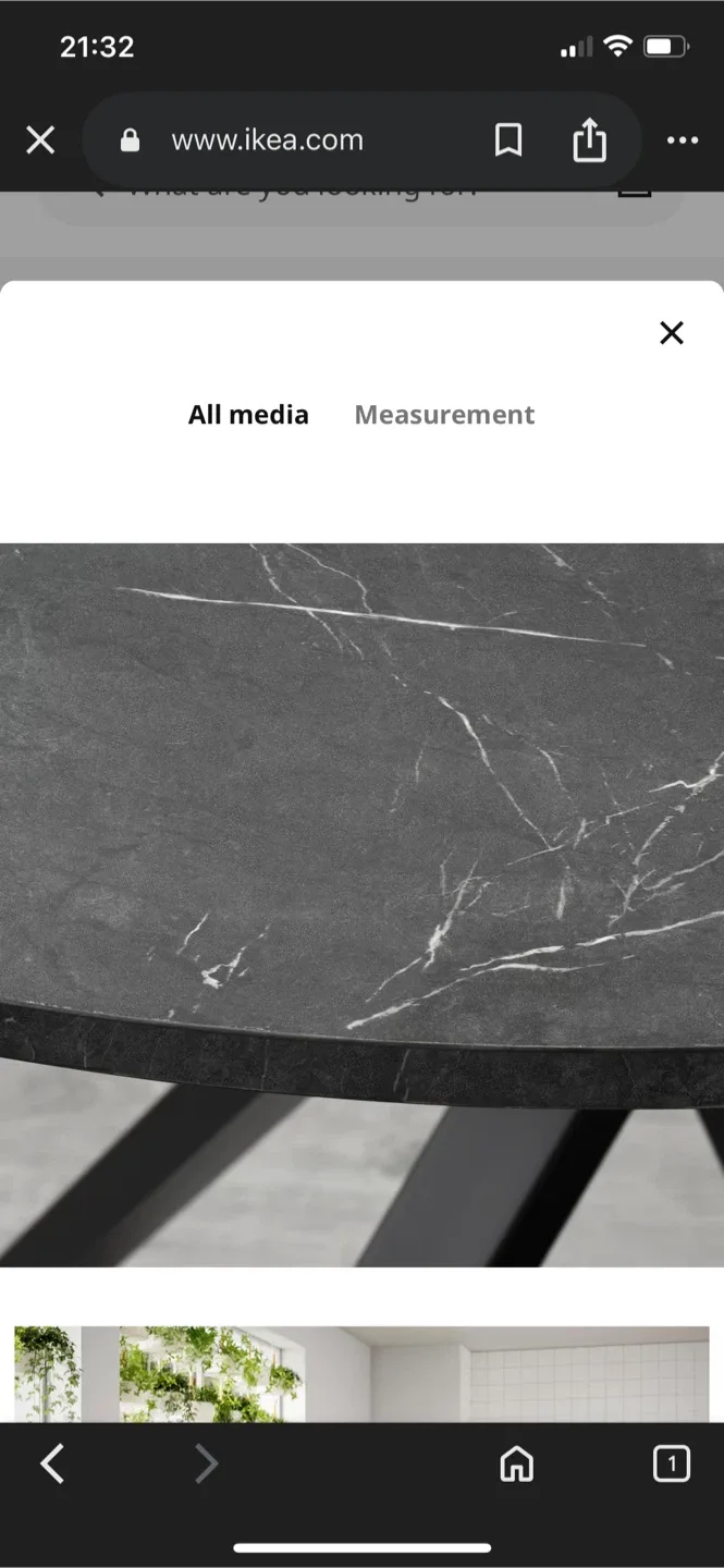 IKEA MARIEDAMM Table, Black Marble, 41 3/8" image indicator(6)