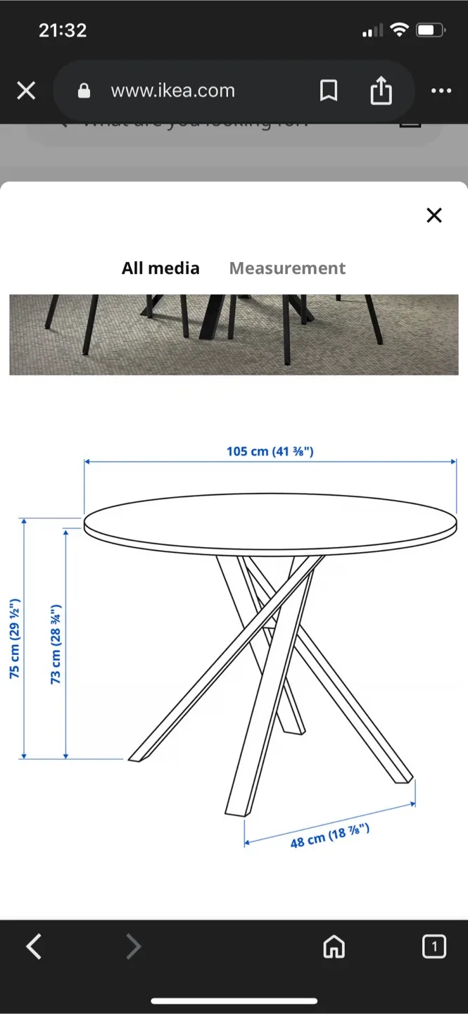 IKEA MARIEDAMM Table, Black Marble, 41 3/8" image indicator(7)
