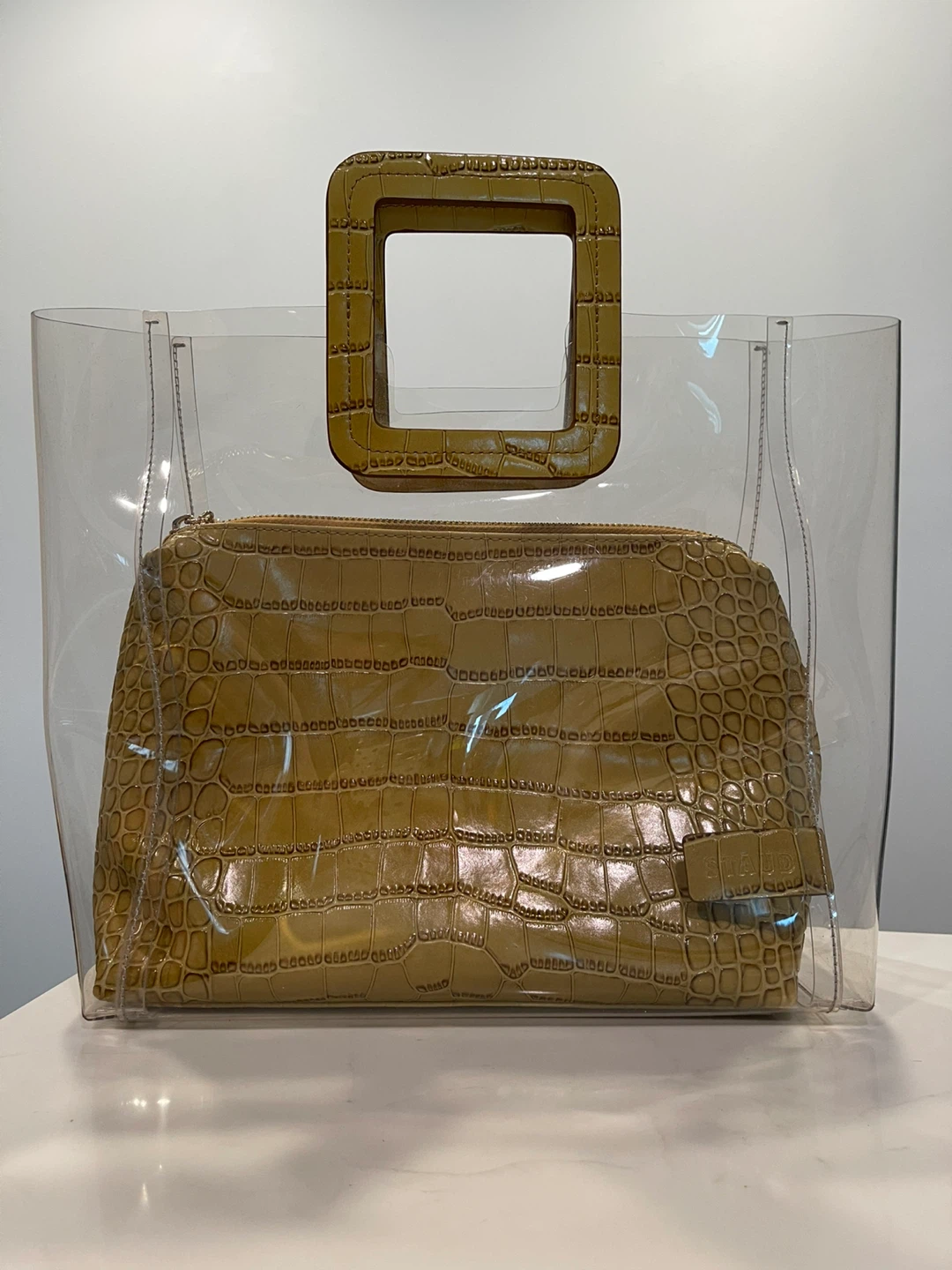 Staud PVC & Crocodile Embossed Leather Shirley Bag