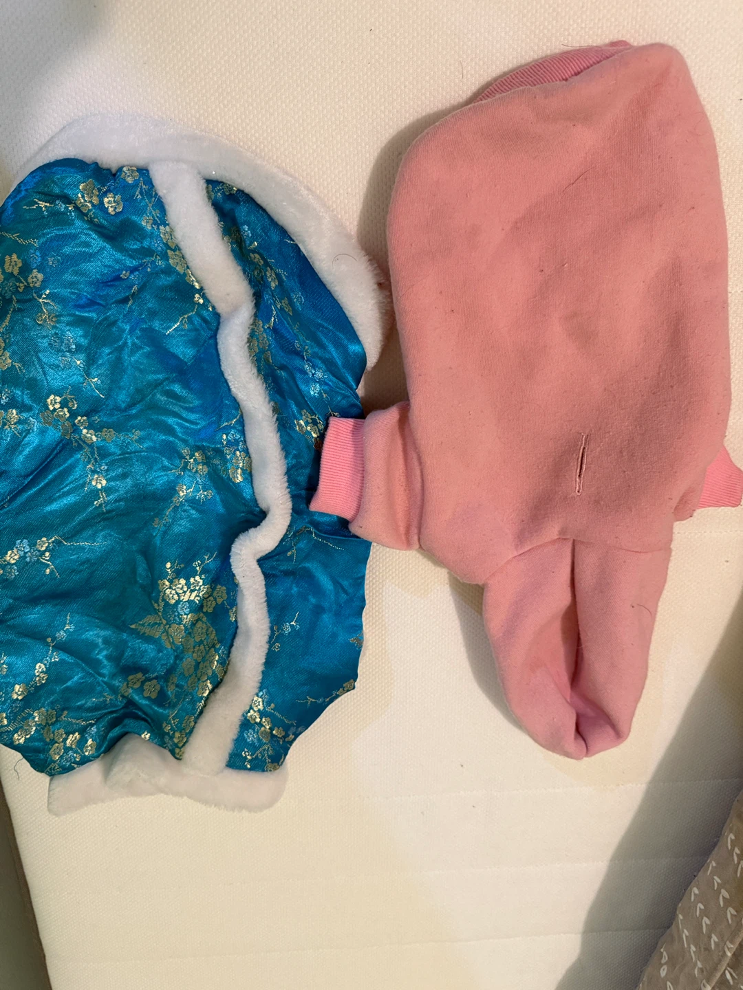 Dog Clothes - Blue Chinese Style & Pink Hoodie