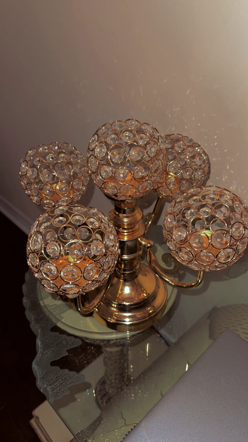 Gold Crystal Candle Holder
