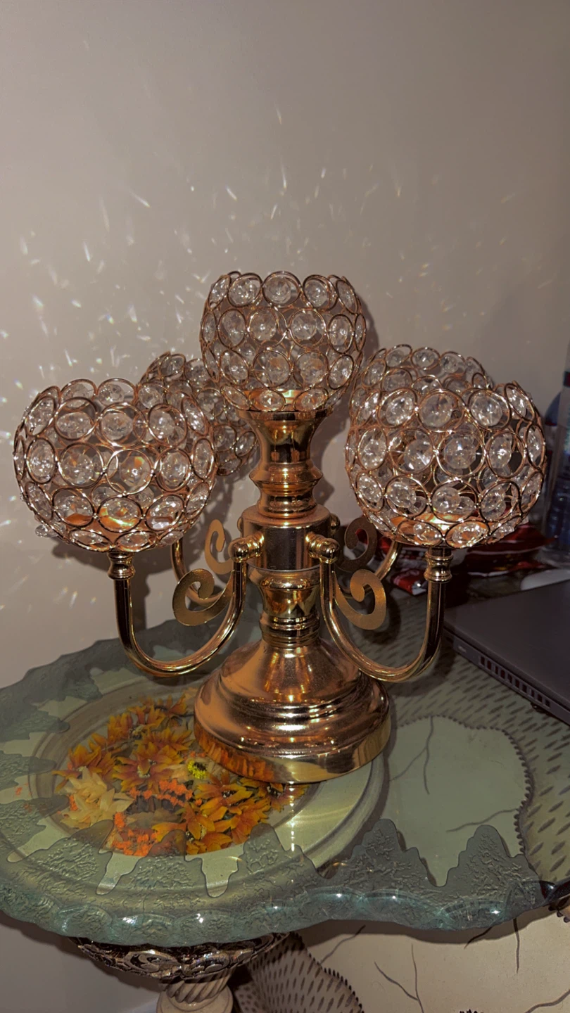 Gold Crystal Candle Holder - photo 3