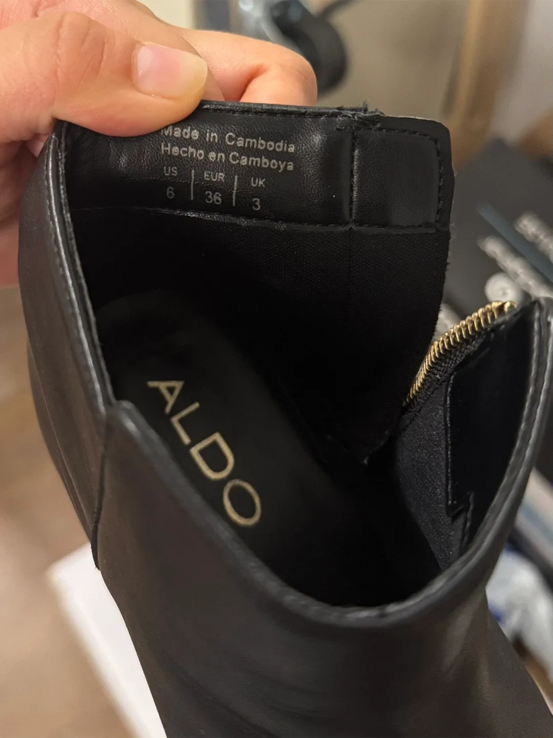 ALDO Black Leather Ankle Boots - Size 6 image indicator(4)