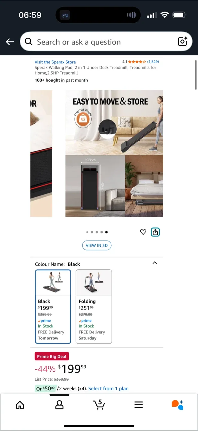 Sperax Walking Pad Under Desk Treadmill - Black image indicator(2)