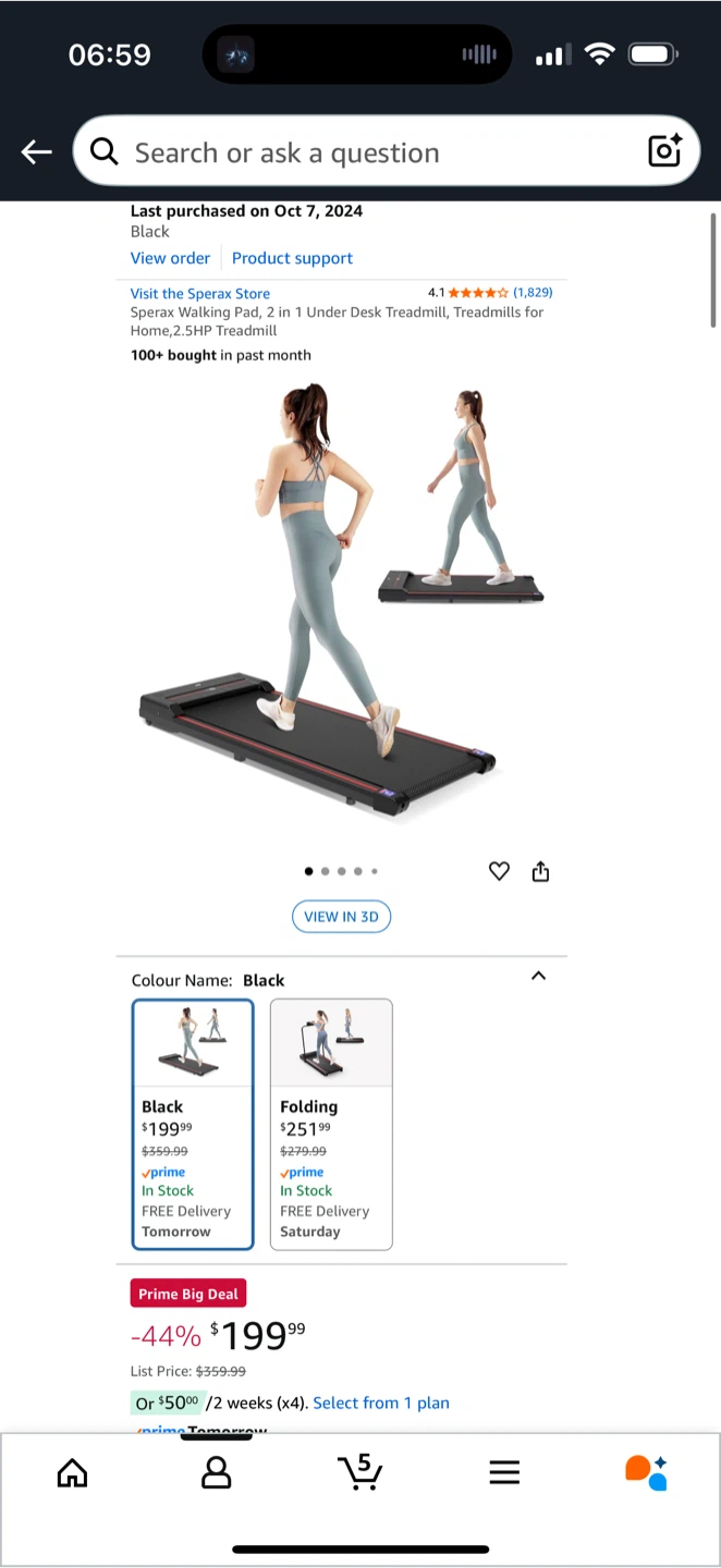 Sperax Walking Pad Under Desk Treadmill - Black
