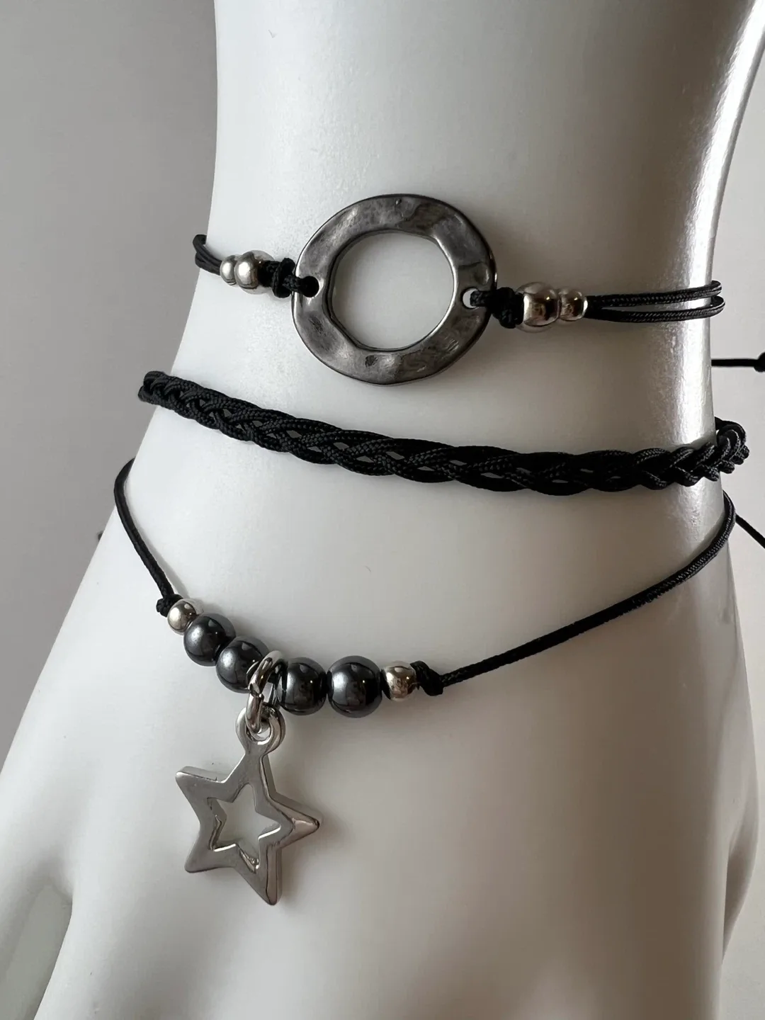 Handmade Black Cord Star Charm Bracelet thumbnail
