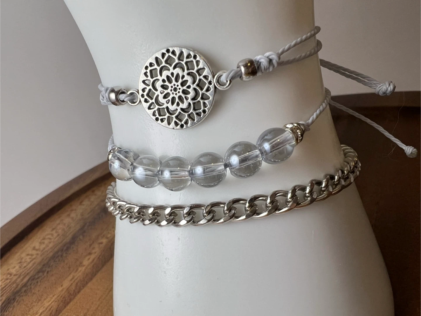 Handmade Beaded & Metal Charm Bracelets - Set of 3