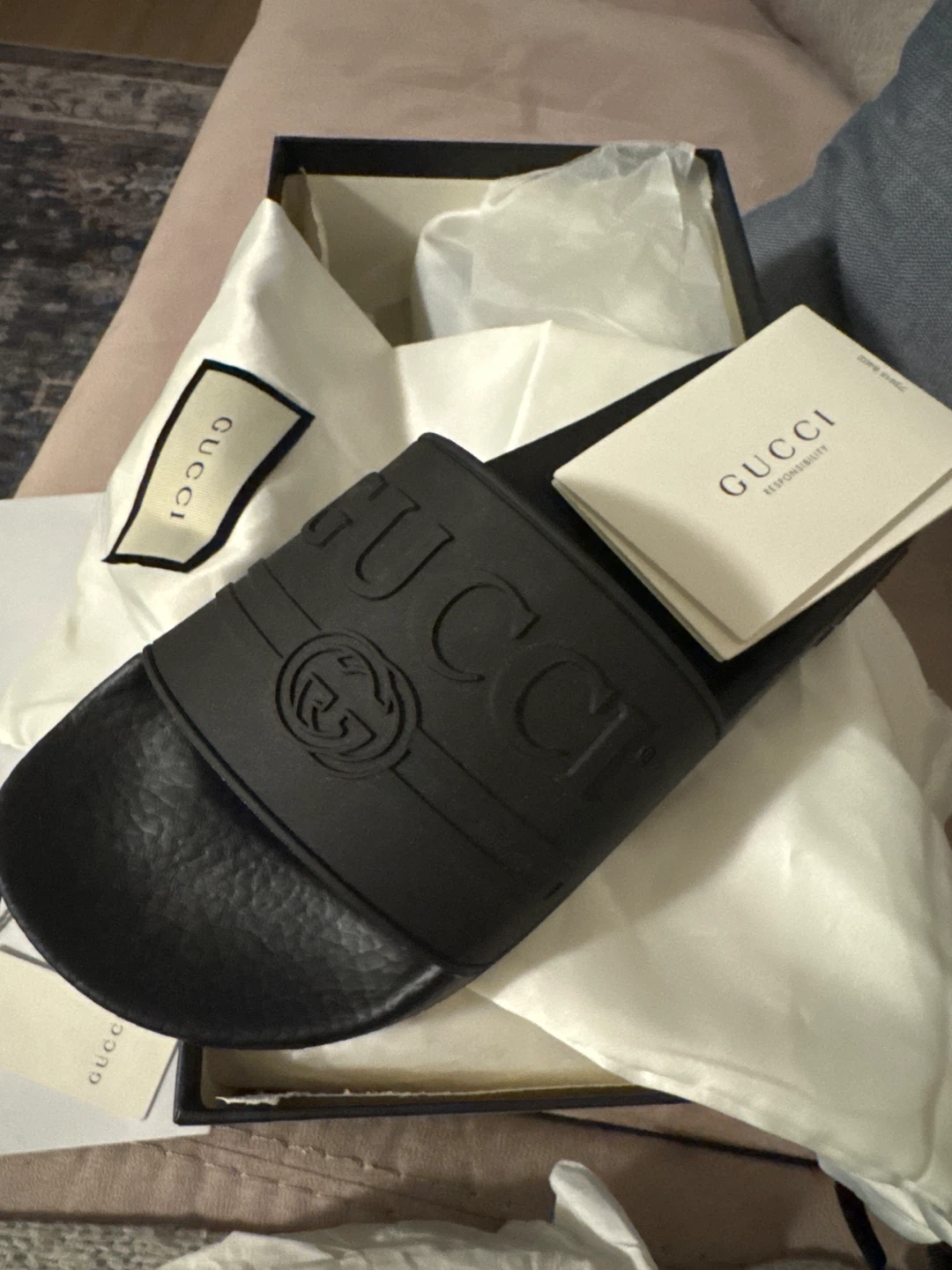 Gucci Slides - Black, with Box