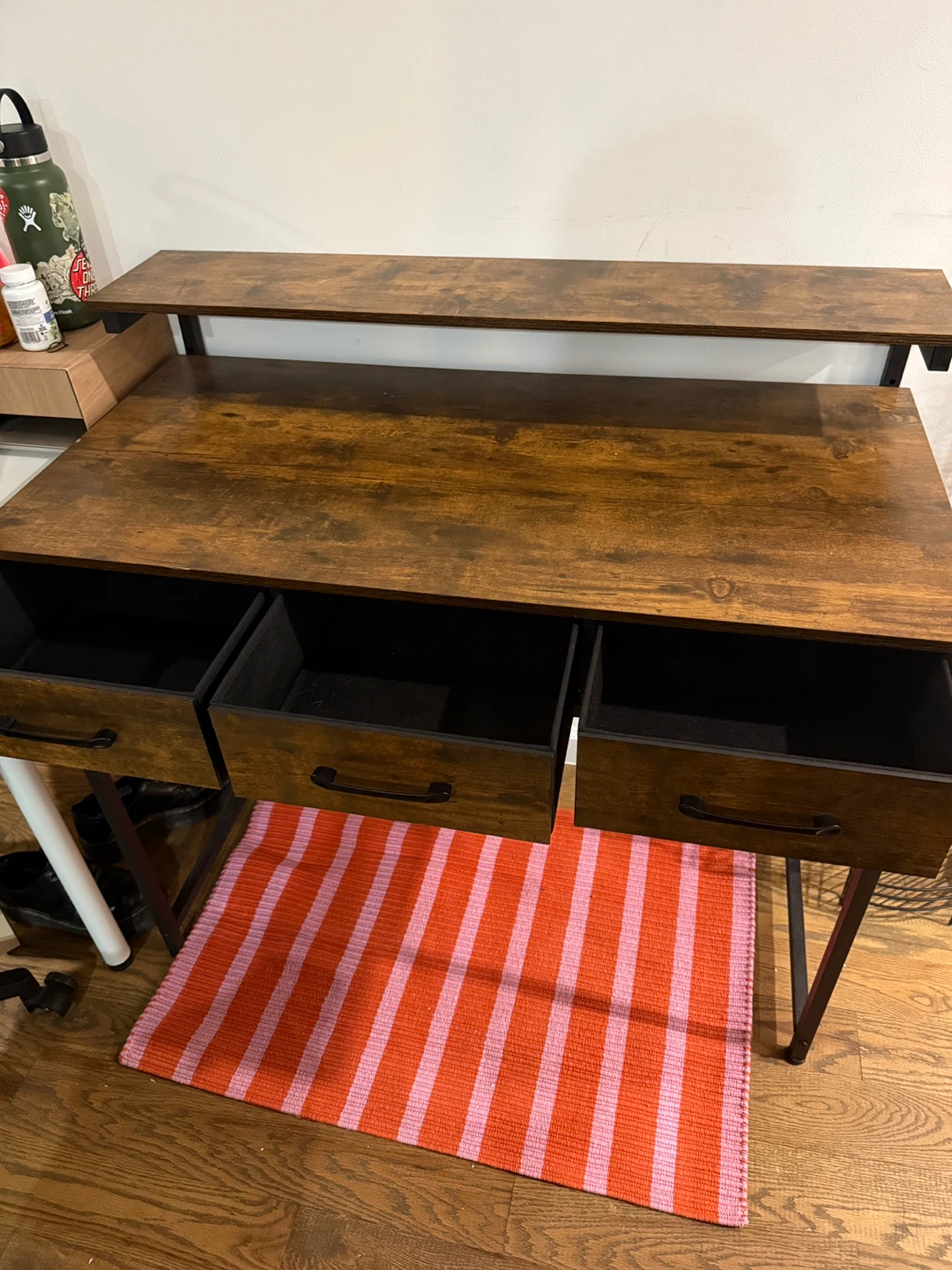 Wood Desk with Drawers and extra storage shelf - photo 5