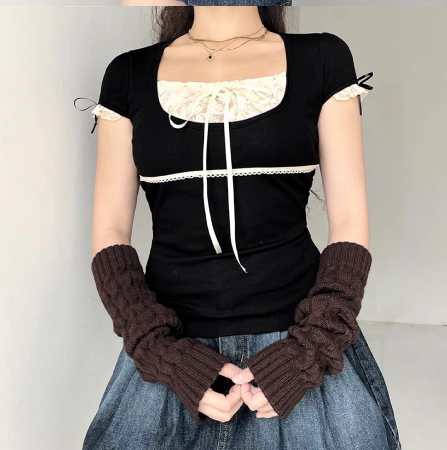 Black Lace Trim Top - YesStyle - photo 2
