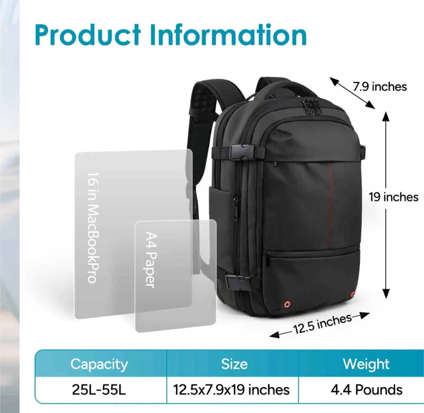 Travel Inspira 55L Expandable Carry-on Backpack image indicator(4)