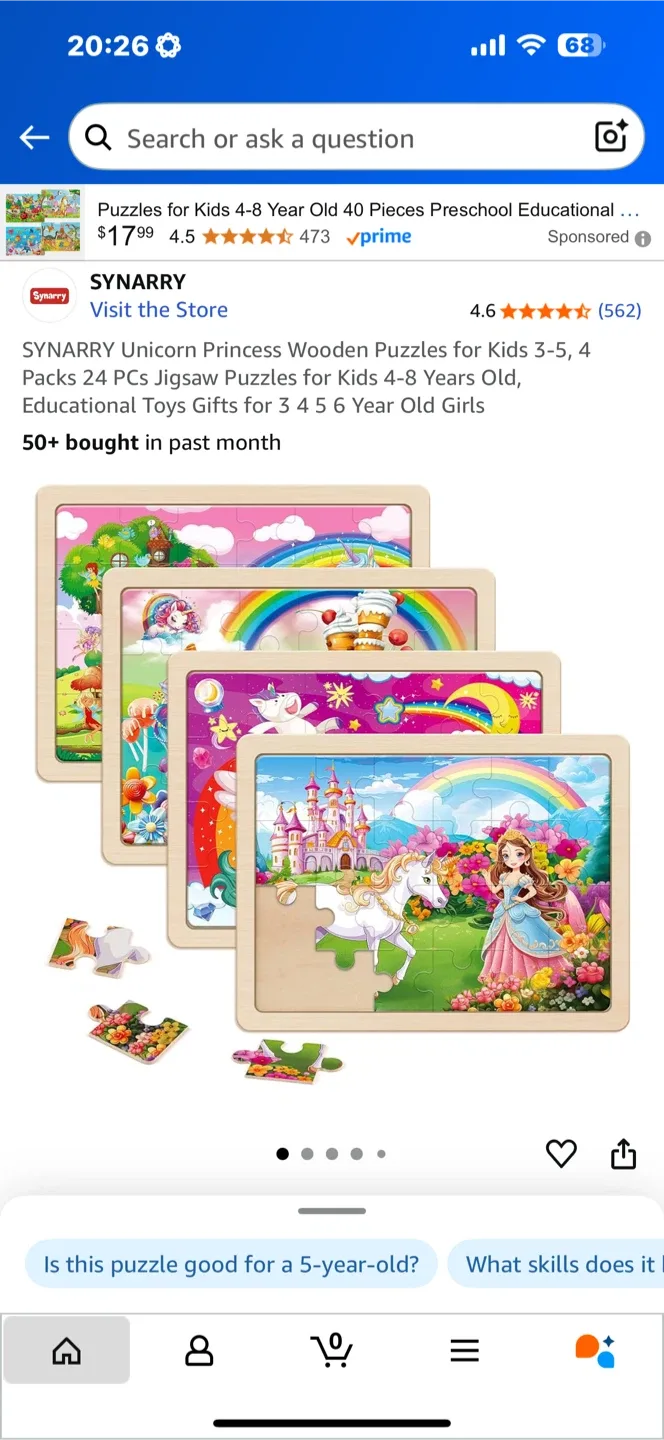 Synarry Unicorn Princess Wooden Puzzles (3-8 Years) image indicator(2)