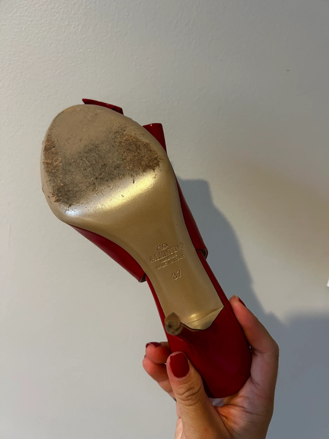 Valentino Red Patent Leather Slingback Heels - Size 7 - photo 2