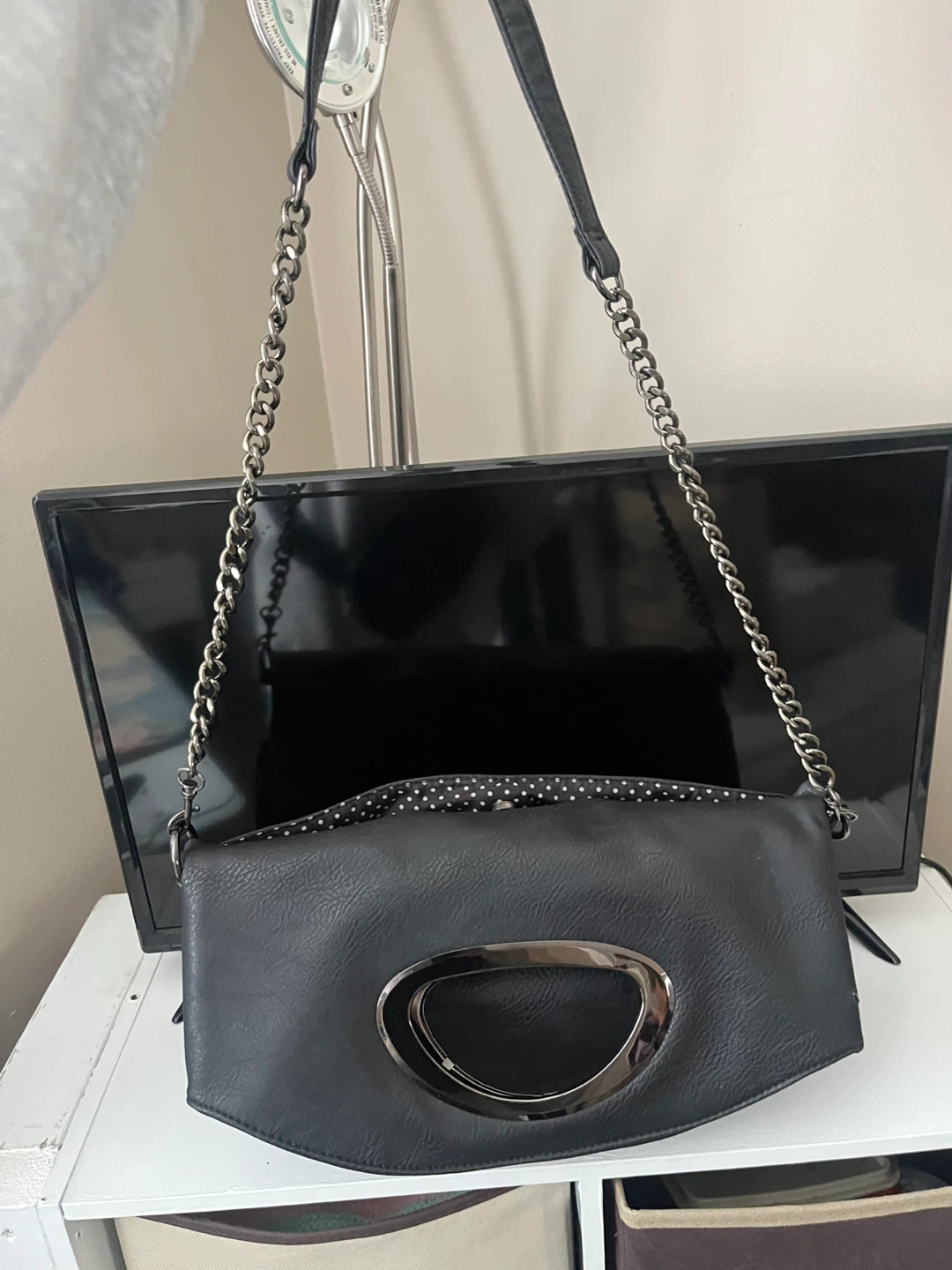 Black Clutch with Silver Handle
