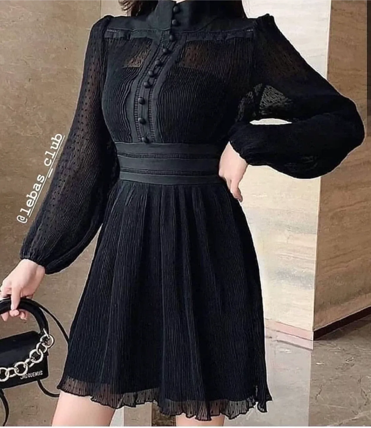 Black Pleated Mini Dress, brand new