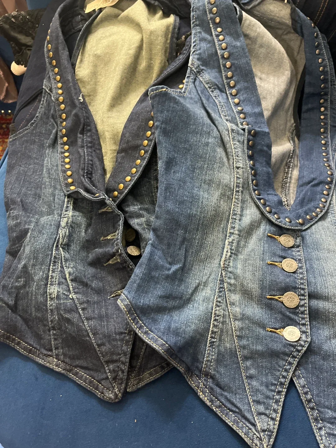 Vintage Denim Vest with Studded Detail thumbnail