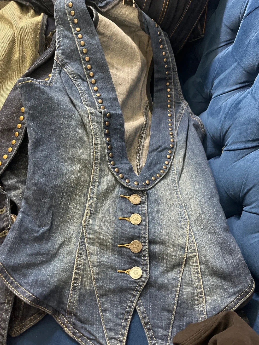 Vintage Denim Vest with Studded Detail image indicator(3)