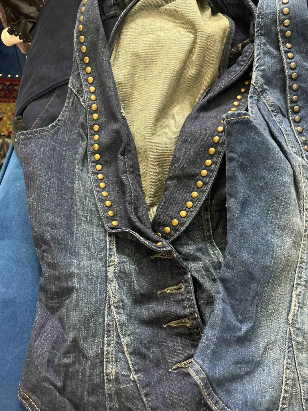 Vintage Denim Vest with Studded Detail image indicator(2)