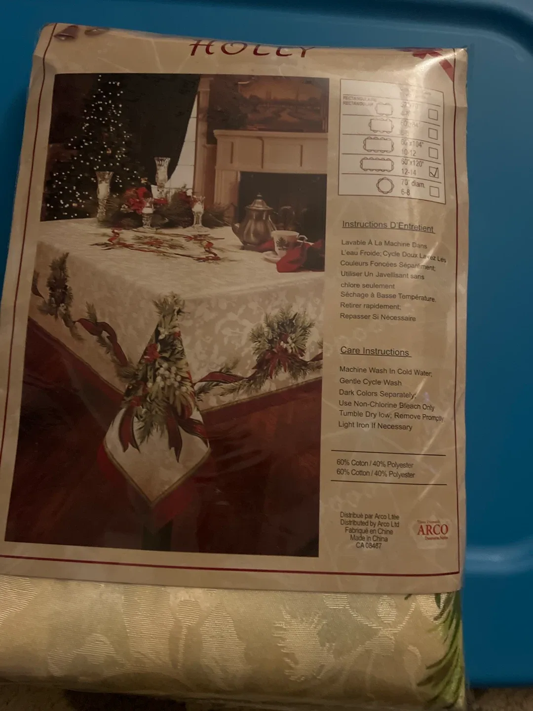 Holly Christmas Tablecloth 60x120 thumbnail