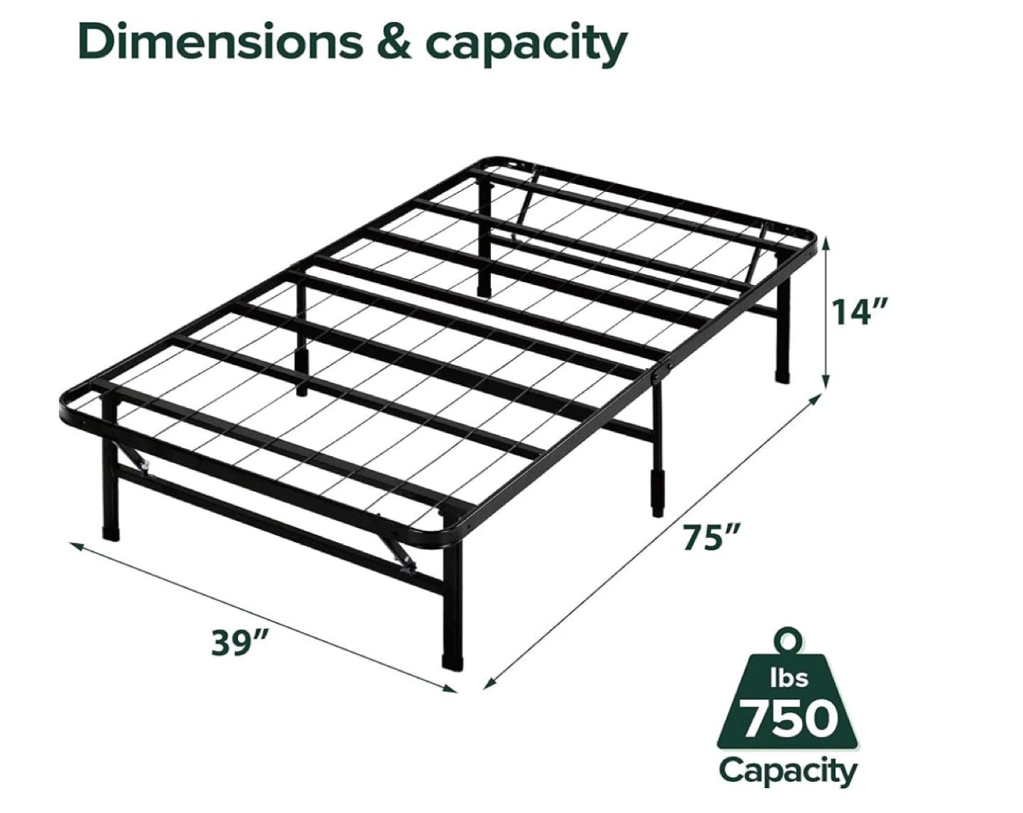 Twin Size Bed Frame - 39" x 75"