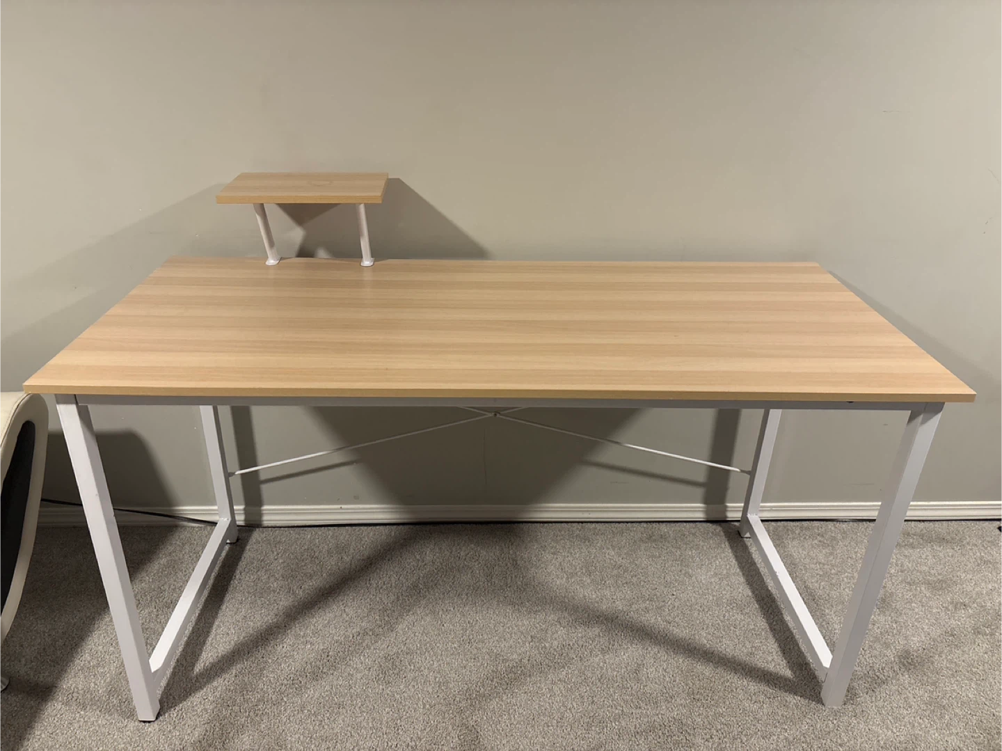 Light Wood Desk with White Frame