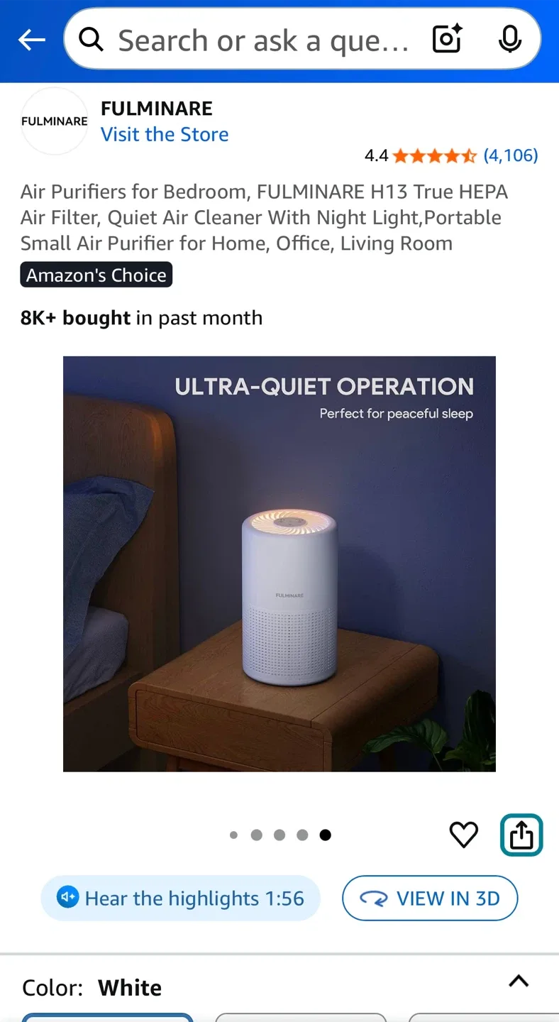 🧡FULMINARE H13 True HEPA Air Purifier image indicator(5)