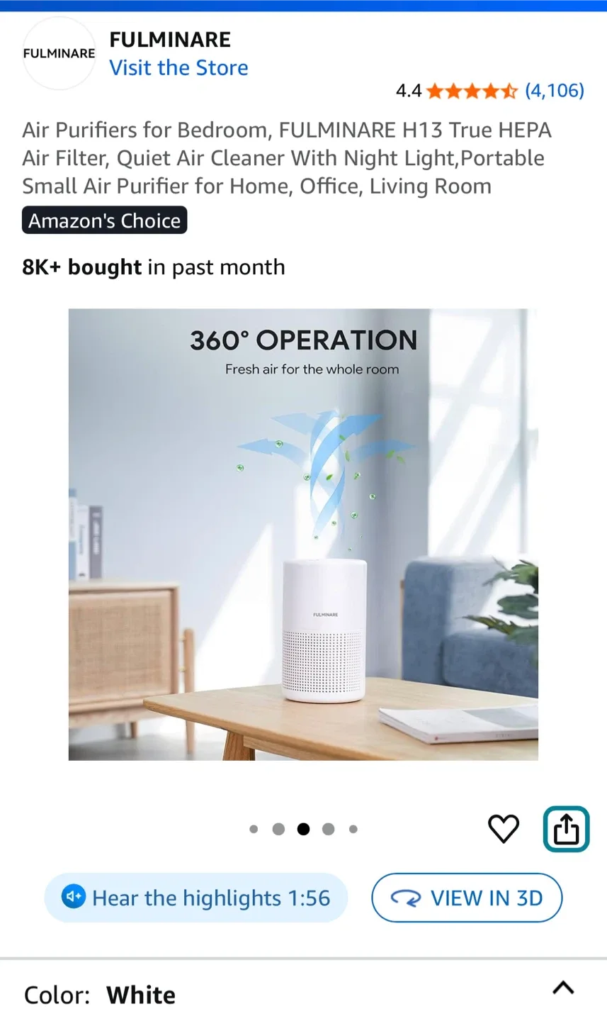 🧡FULMINARE H13 True HEPA Air Purifier image indicator(6)