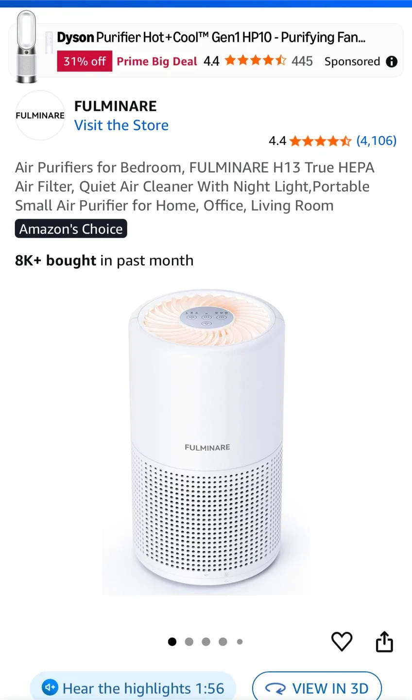 🧡FULMINARE H13 True HEPA Air Purifier image indicator(2)