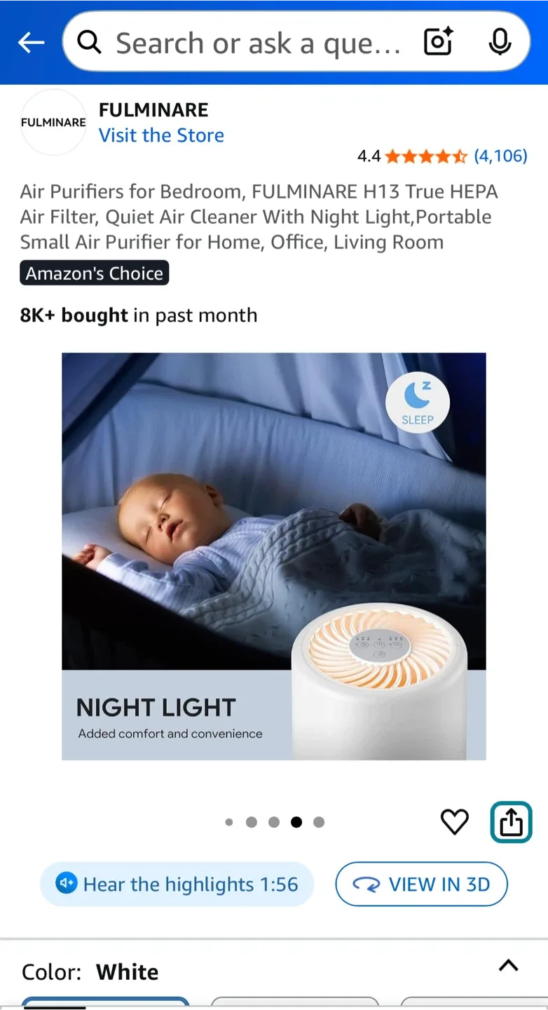 🧡FULMINARE H13 True HEPA Air Purifier image indicator(8)