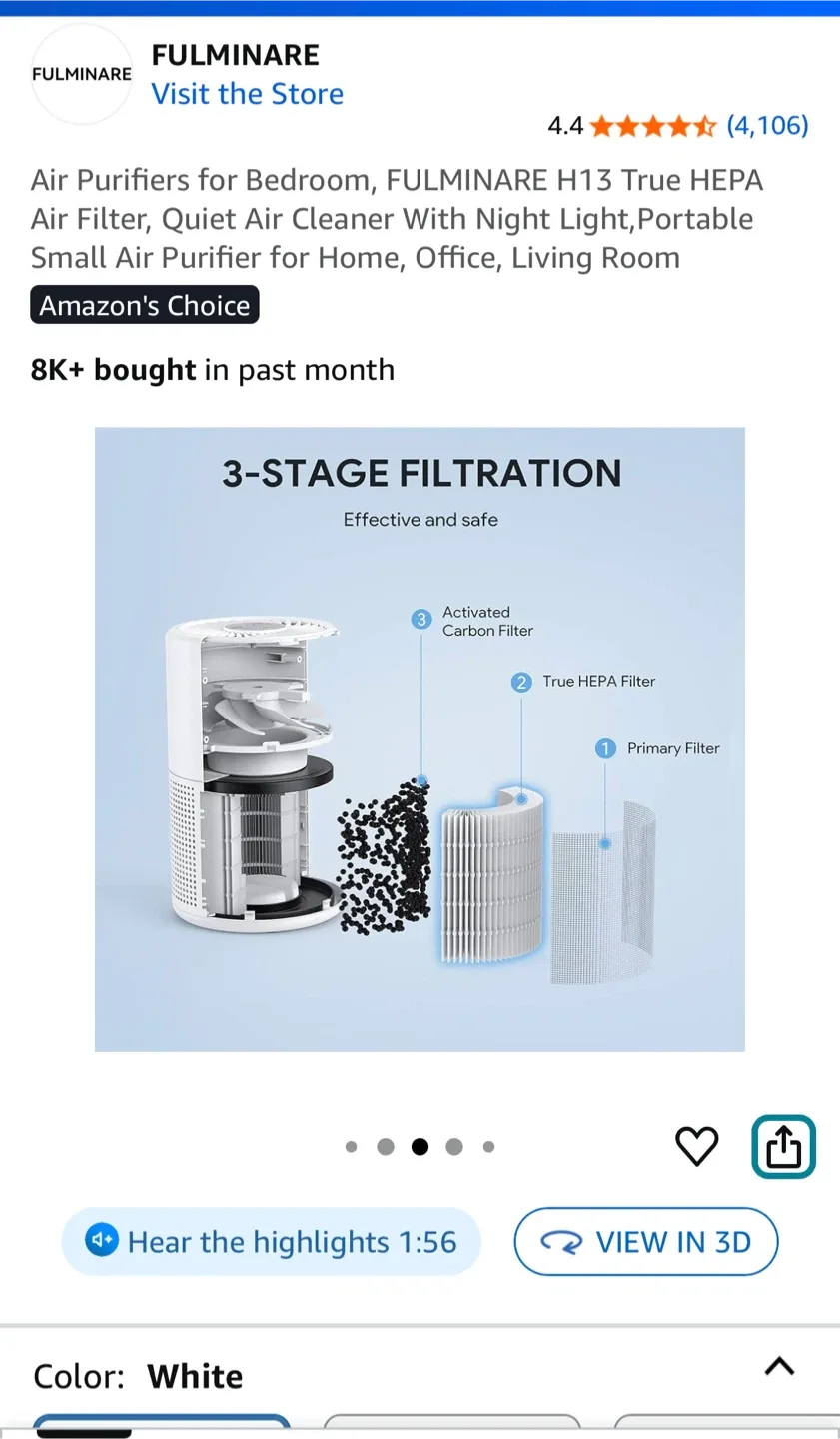 🧡FULMINARE H13 True HEPA Air Purifier image indicator(7)