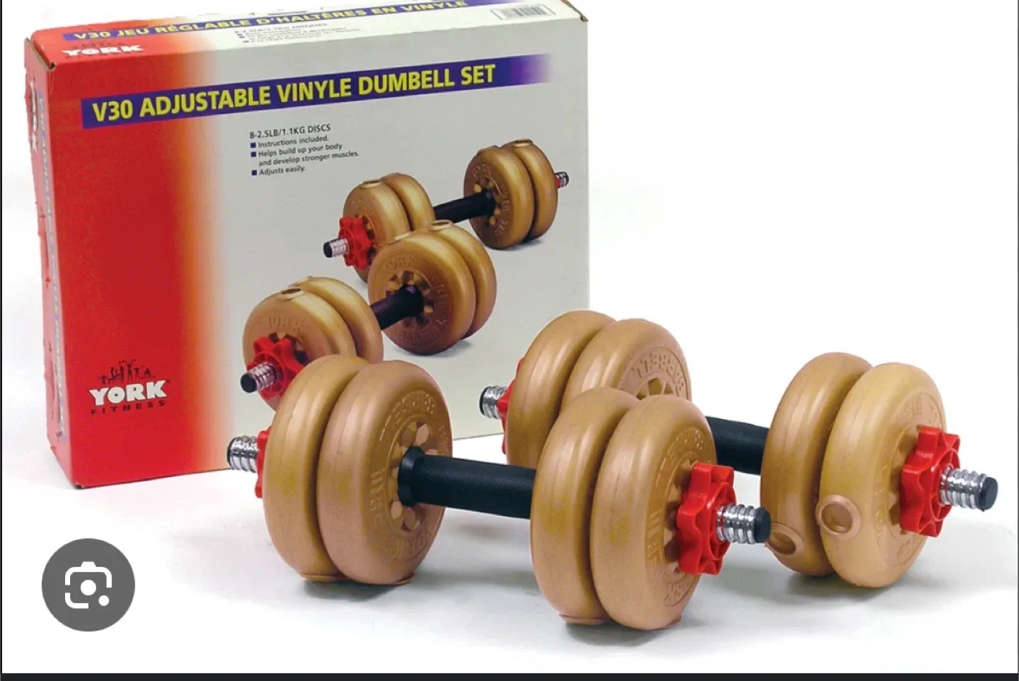 York V30 Adjustable Vinyl Dumbbell Set image indicator(2)