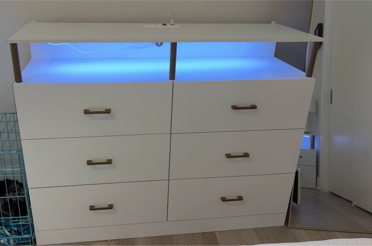 White 6-Drawer Dresser with USB Ports