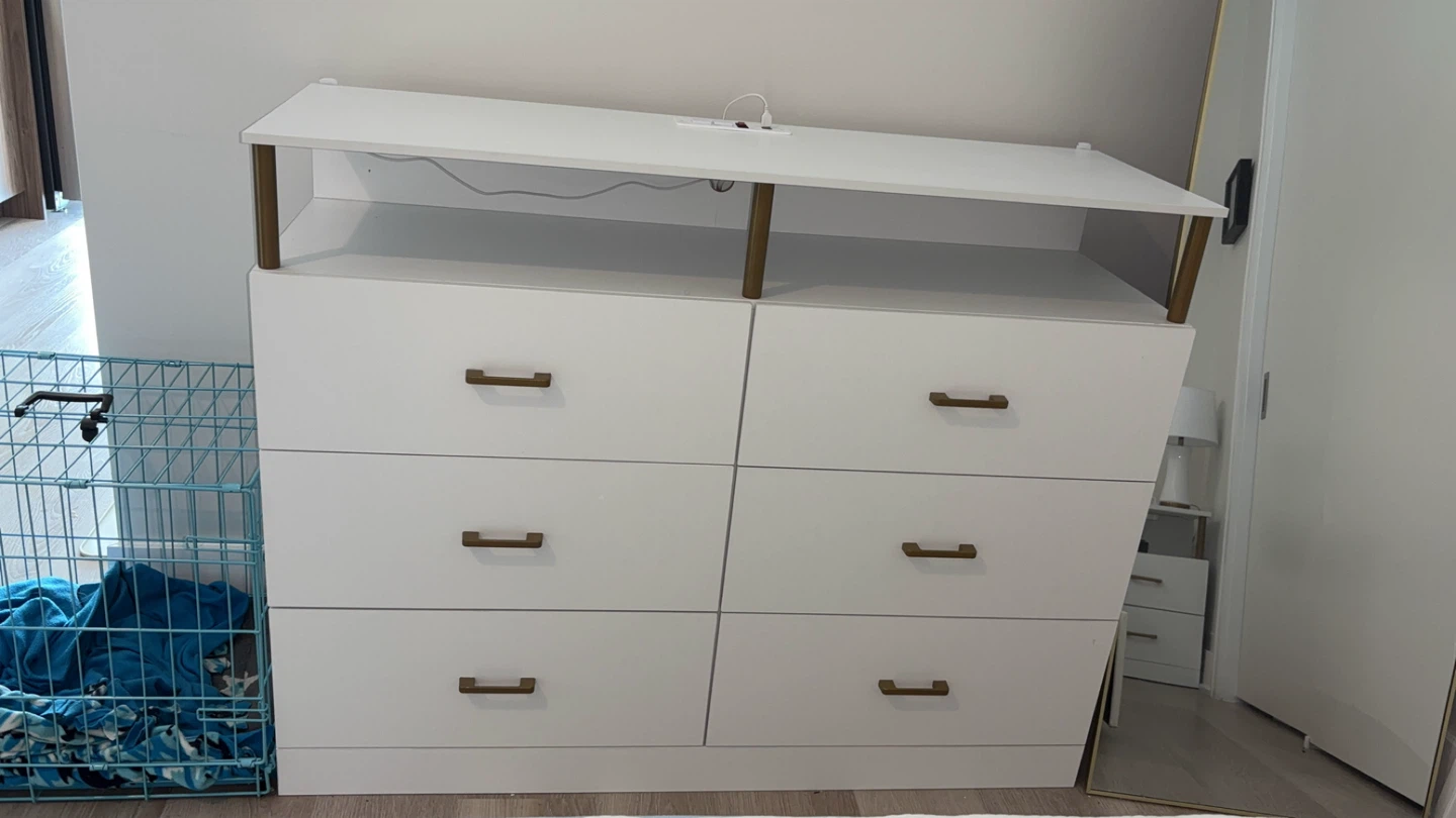White 6-Drawer Dresser with USB Ports - photo 2