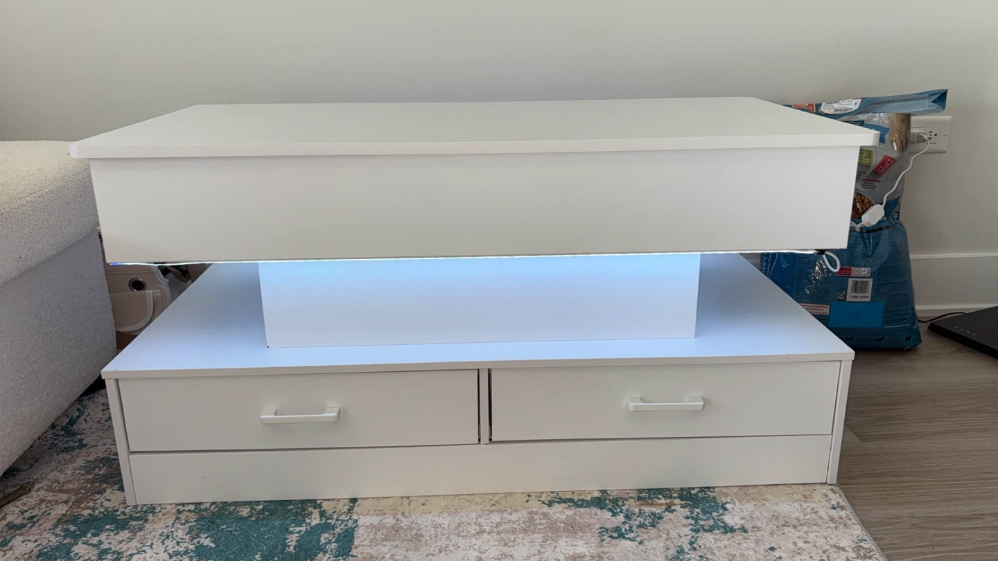White Lift Top Coffee Table with Storage