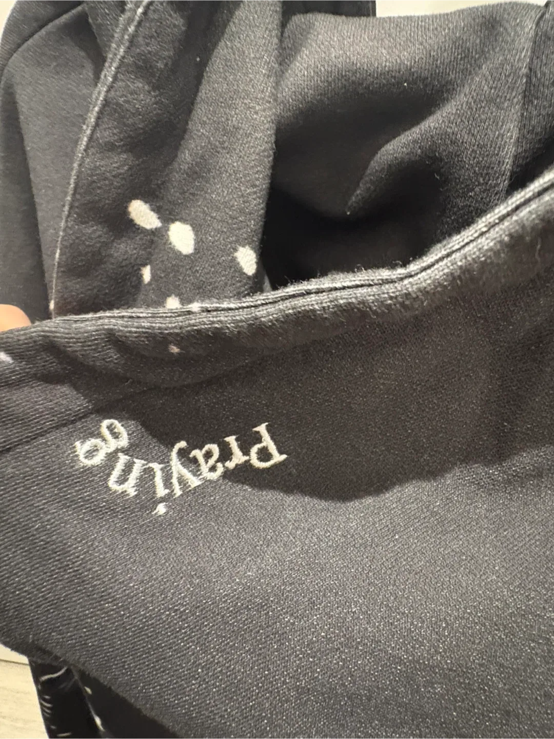 Praying Black Printed Hoodie - Size L image indicator(5)