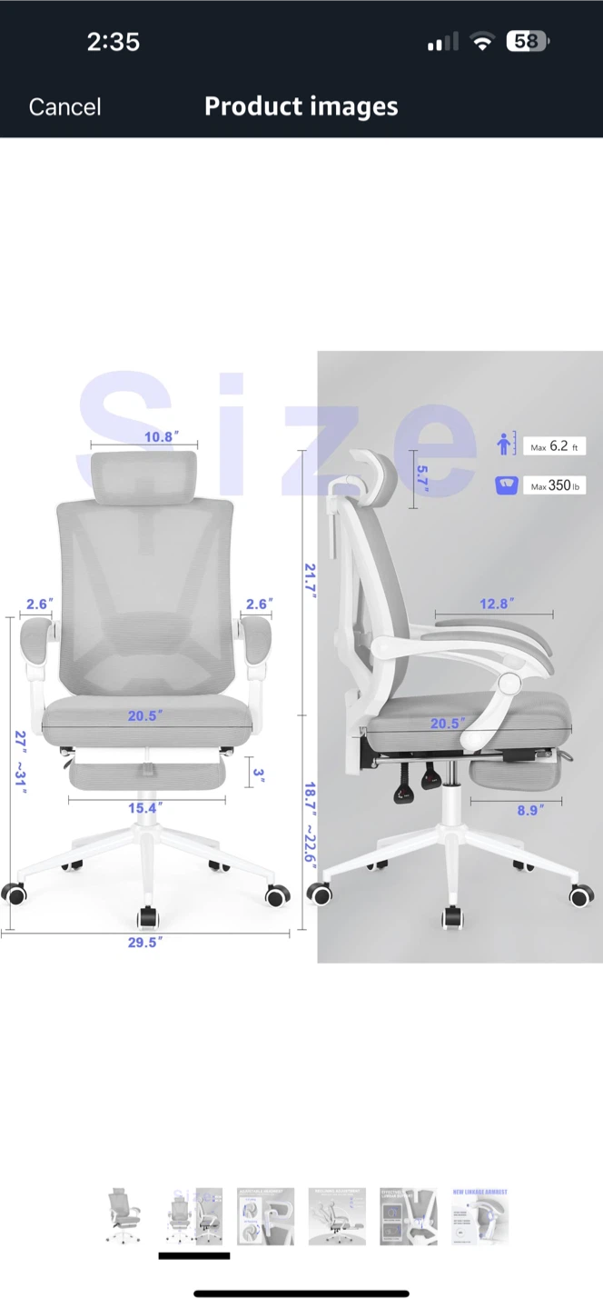 Ergonomic Office Chair with Footrest - photo 3