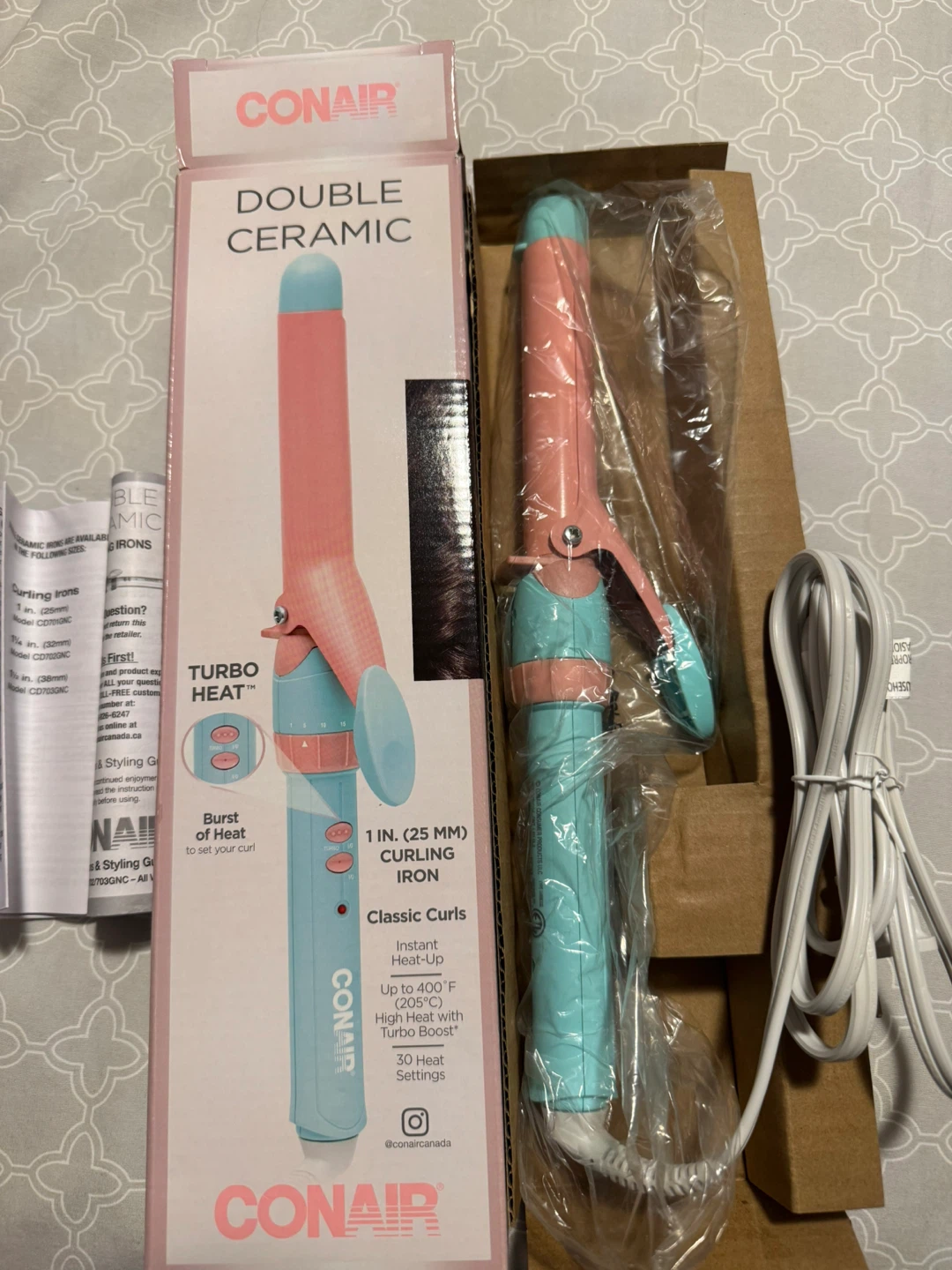 Conair Double Ceramic 1 in Curling Iron - New!