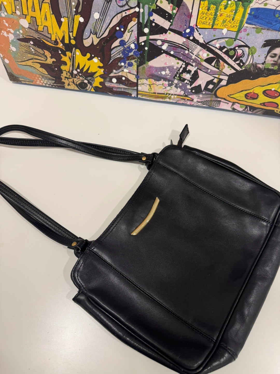 Black Leather Shoulder Bag - photo 2